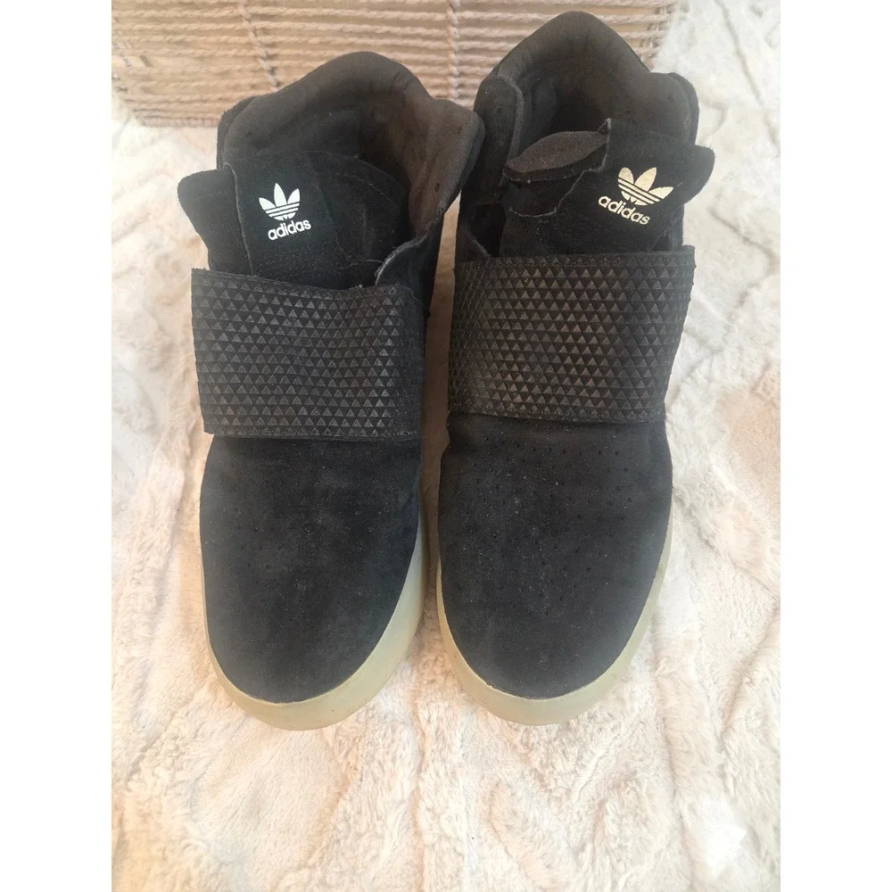 Adidas Tubular Invader Strap Mens Black Suede Mid Top Sneakers BB5037 Size 10.5